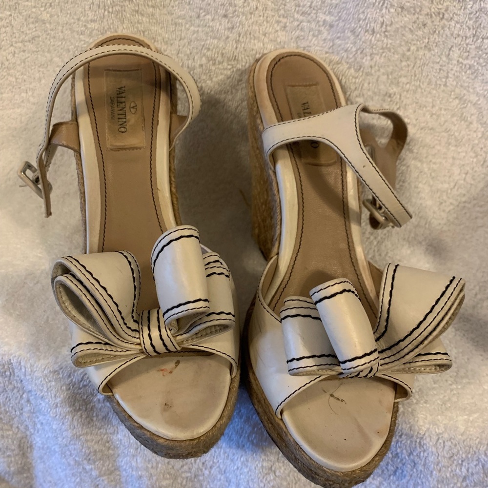 Valentino cream wedge heels